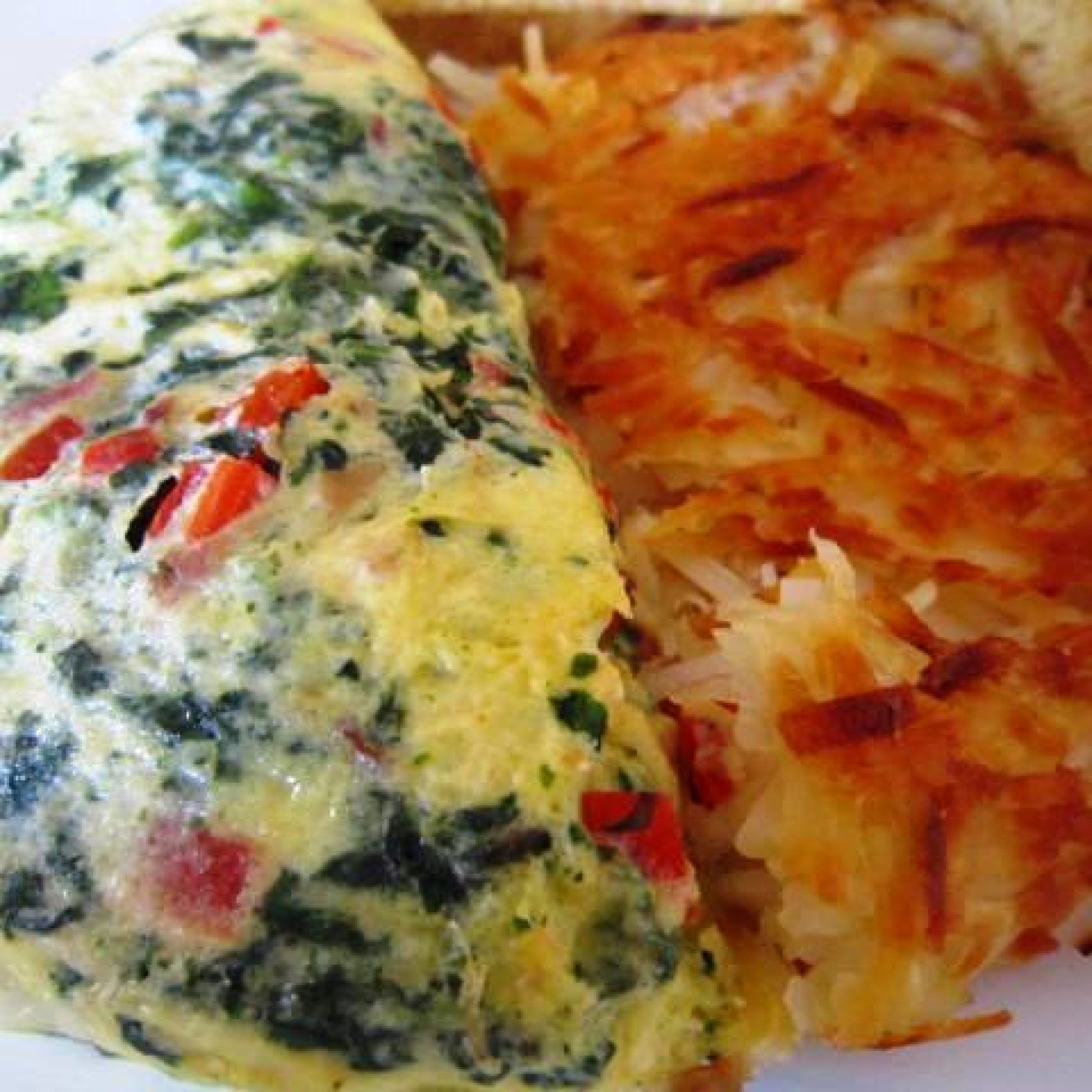 Oscar's florentine Omelet with Hash Browns - take out